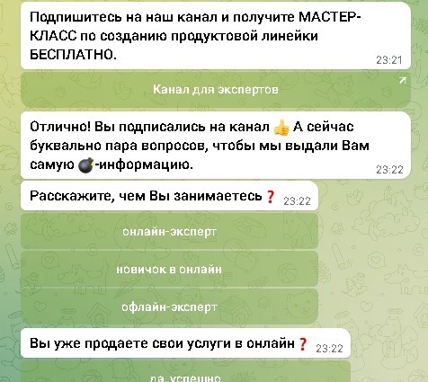 Кейс «Продающая воронка в Telegram», изображение №1