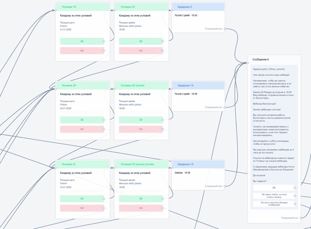 Сложные условия проверки по дате и времени + на каждый день и время определенная задержка в днях.